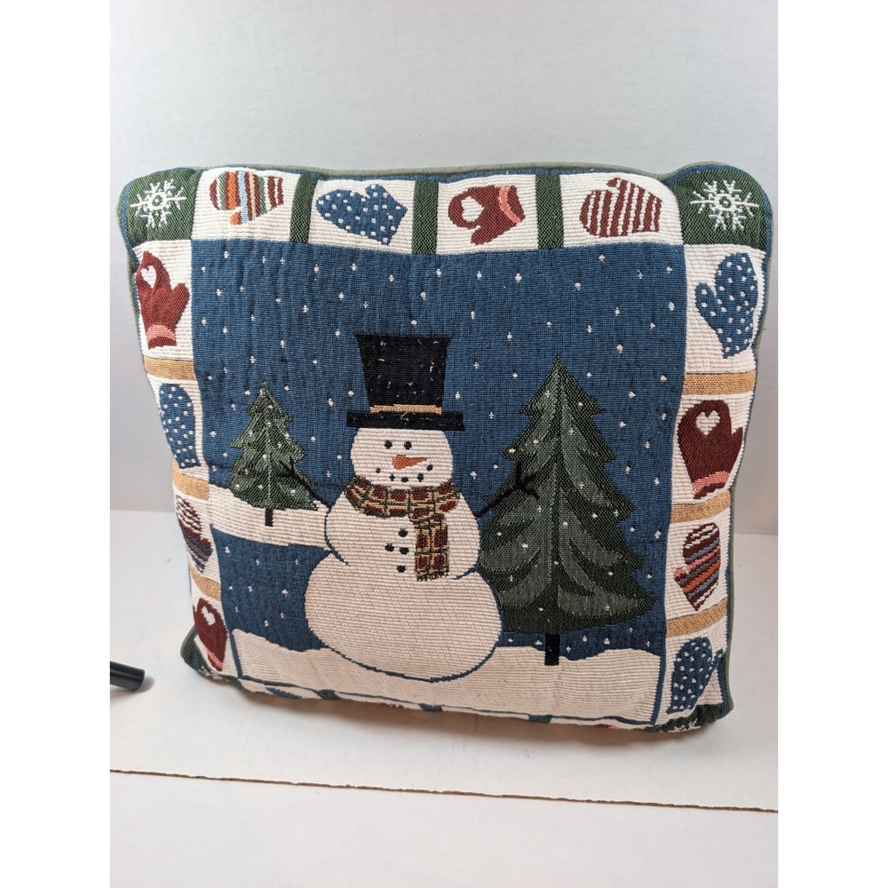 Christmas Snowman Needlepoint Tapestry Pillow 12x13 Winter Holiday